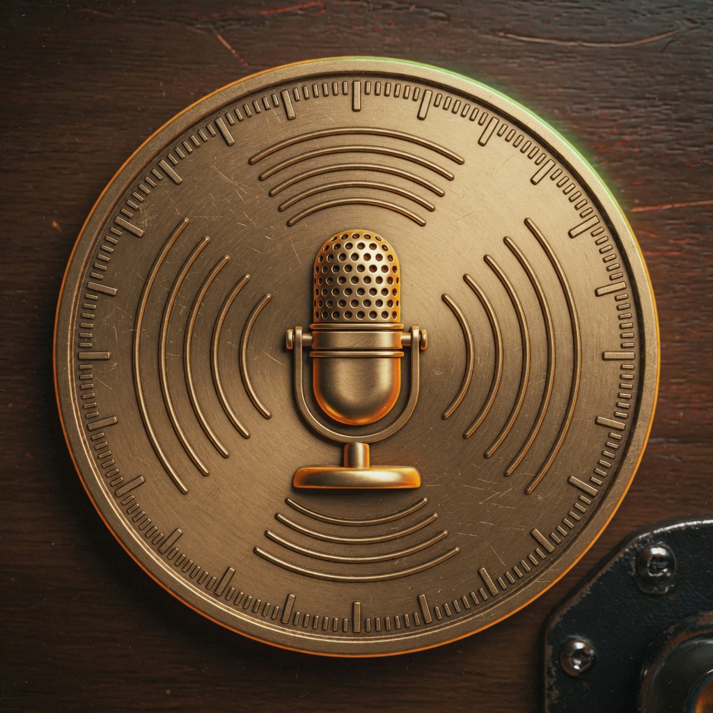 $RADIO token — gold broadcast coin with a microphone